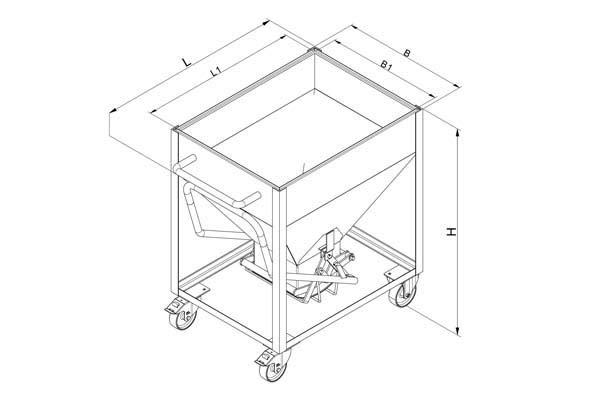 Silobehälter a. Rollen, Auslauf per Hebel, 300 l #5